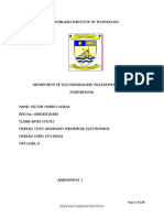 DAR ES SALAAM INSTITUTE OF TECHNOLOGY DEPARTMENT OF ELECTRONICS AND TELECOMMUNICATION ENGINEERING ADVANCED INDUSTRIAL ELECTRONICS ASSIGNMENT 1