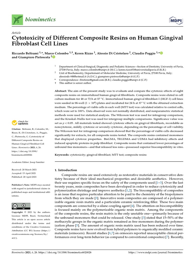 Cytotoxicity of Different Composite Resins On Human Gingival Fibroblast ...