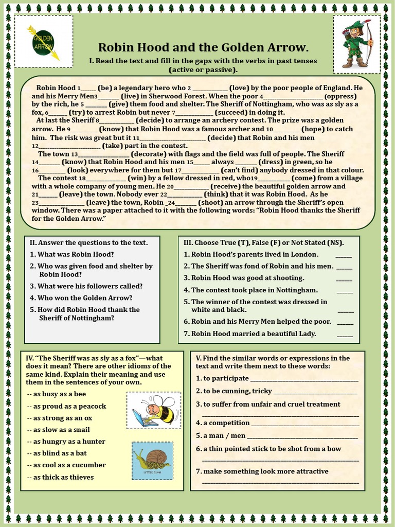 ENG B1) Reading Comprehension (Past Simple, Past Continuous) | PDF | Robin  Hood | Archery