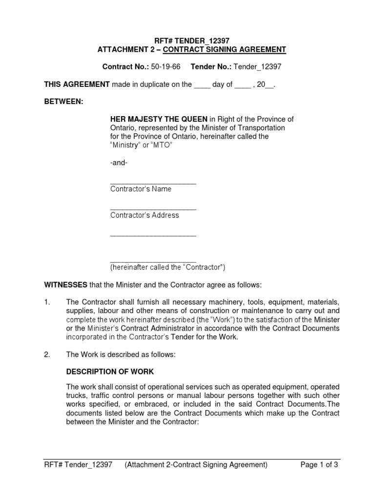 Attachment 2 - Contract Signing Agreement | PDF | Indemnity | Government