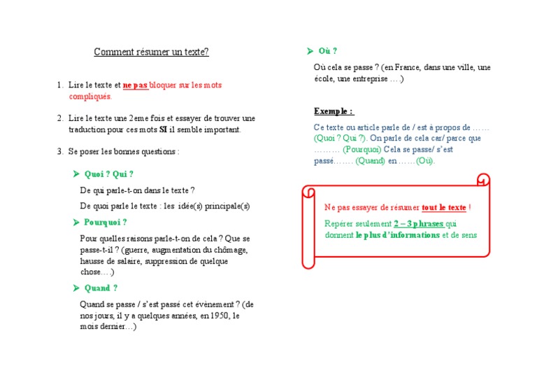 Guide Pratique pour Résumer un Texte | PDF | Arts du langage et discipline