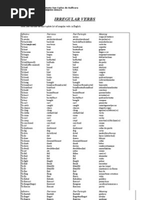 Irregular Verbs Pdf Grammatical Conjugation Grammar