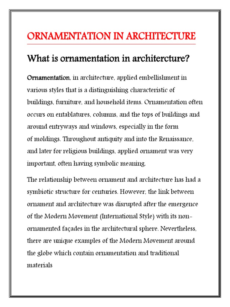 Ornamentation in Architecture PDF Ornament (Art) Arts And Crafts