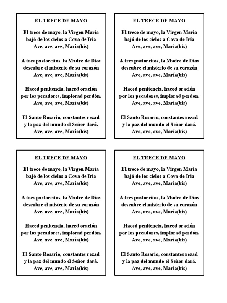 Canto Catolico Ave Ave Ave Maria Cancion 13 De Mayo