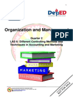 Organization and Management: Quarter 2 LAS 6: Different Controlling Methods and Techniques in Accounting and Marketing