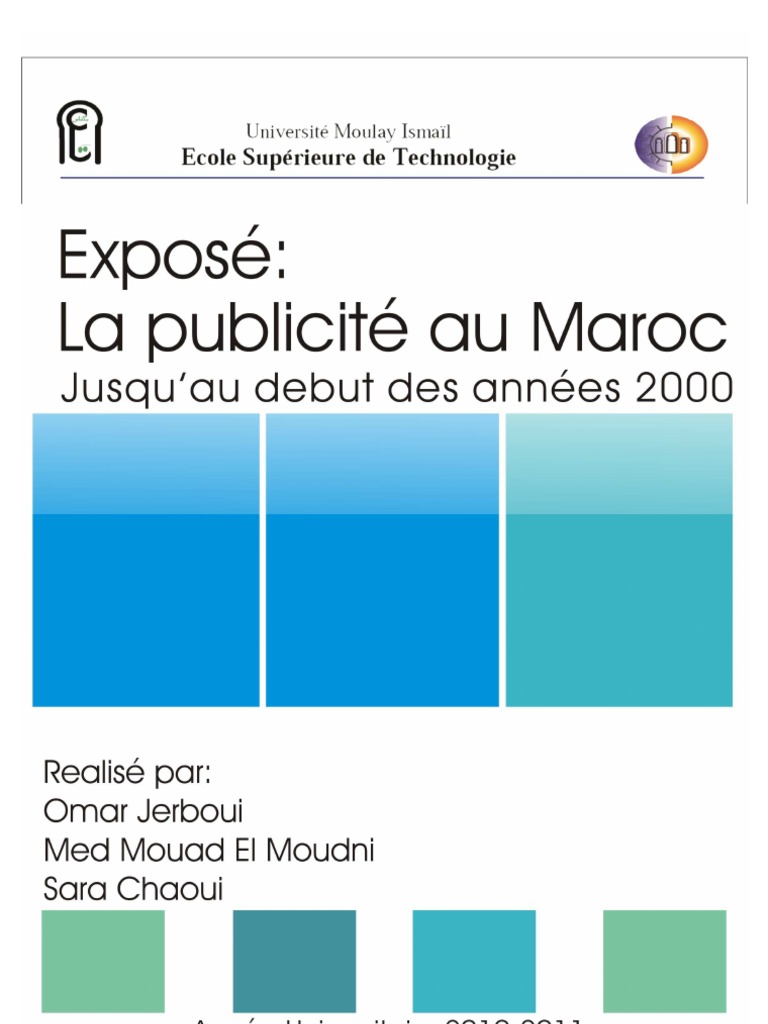 Page De Garde Maroc (EXPOSé FINAL PAGE DE GARDE) | Publicité | Maroc