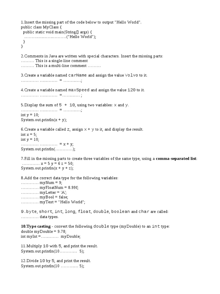 Test Java de Completat | PDF | Programming | Constructor (Object ...