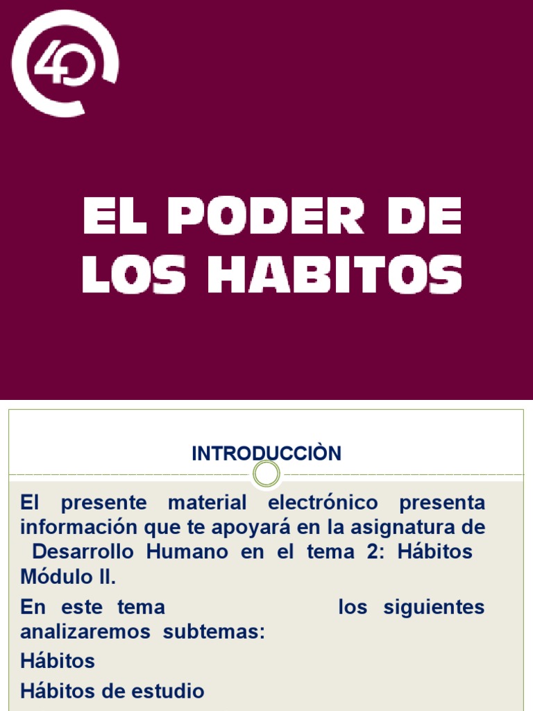 Hábitos: Claves para el Desarrollo Personal | PDF