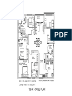 3BHK House Plan Layout with Room Dimensions