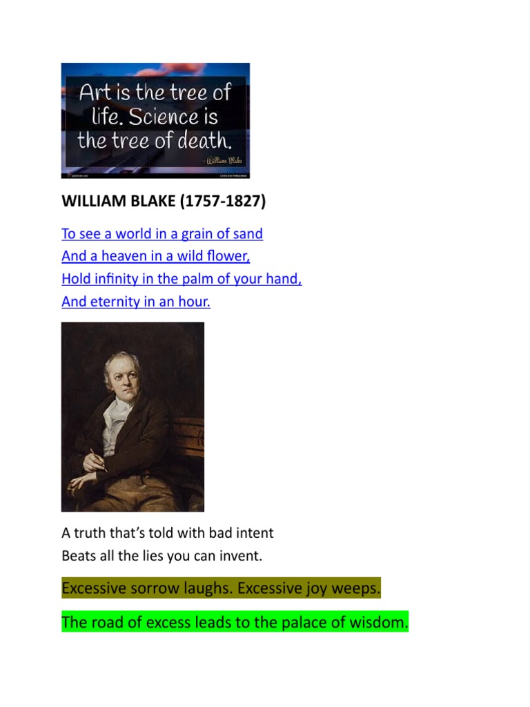 William Blake Notes | PDF | William Blake | John Milton