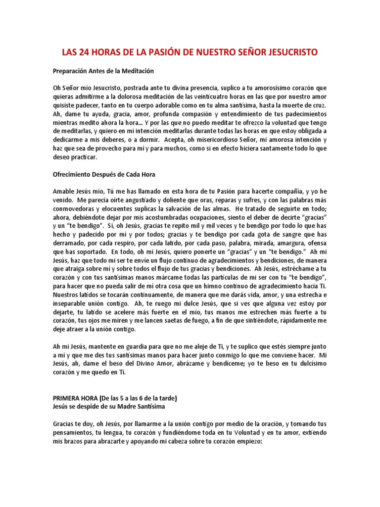 24 Horas de la Pasión de Jesucristo | PDF | Amor | eucaristía