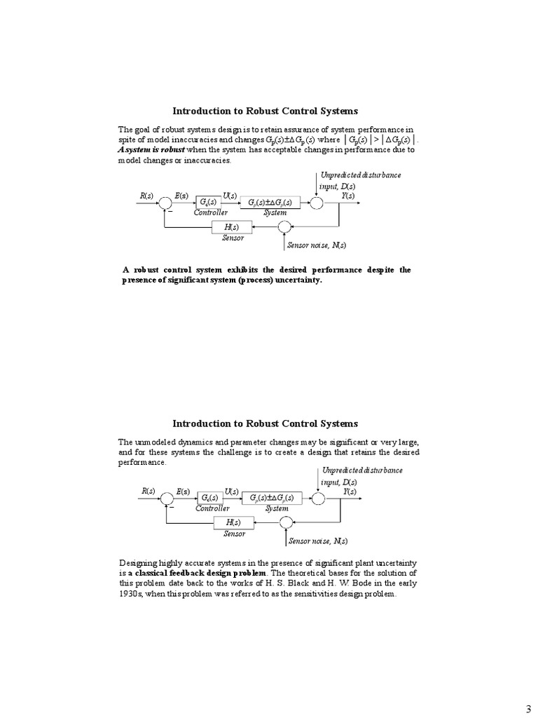Introduction To Robust Control Systems: A System Is Robust When The ...