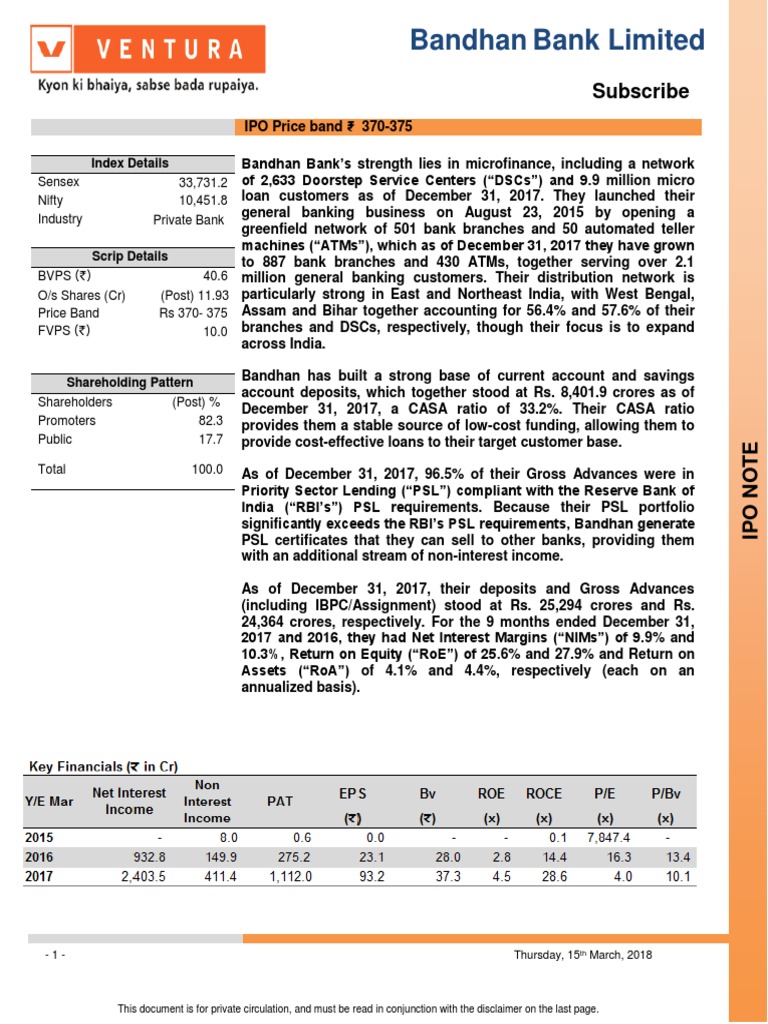 Bandhan Bank's Strength in Microfinance | PDF | Banks | Reserve Bank Of ...