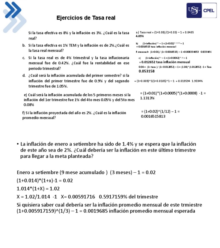 Ejercicios Tasa Real Resuelto | PDF