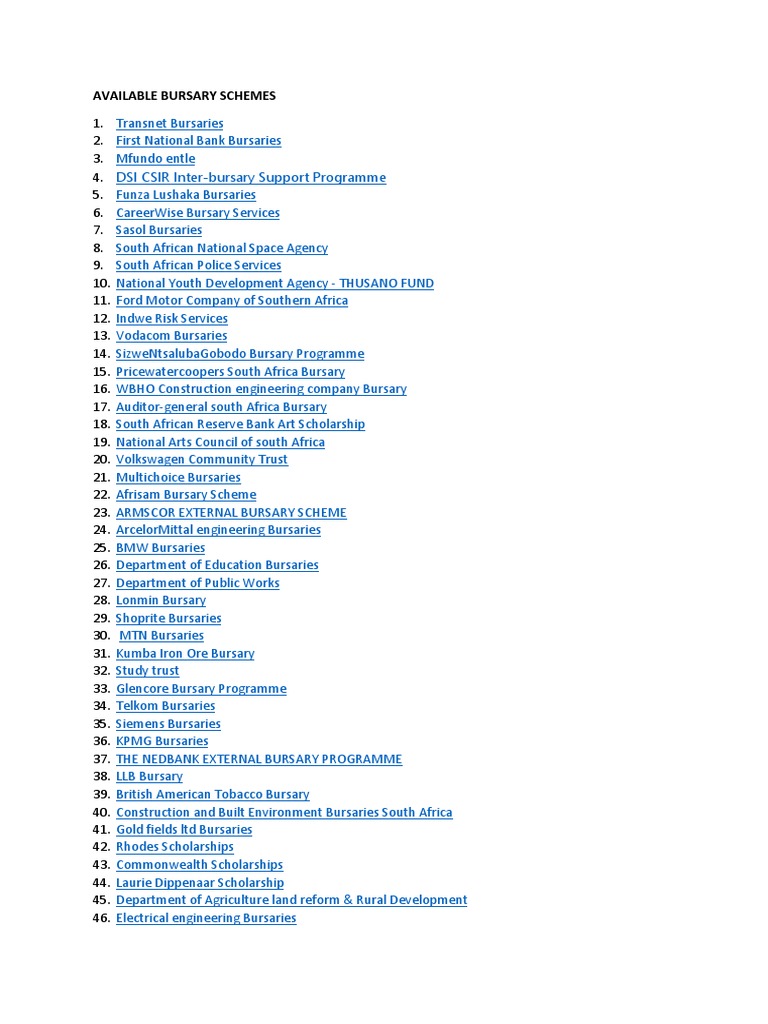 South Africa Bursary Opportunities 2023 | PDF | Science & Mathematics