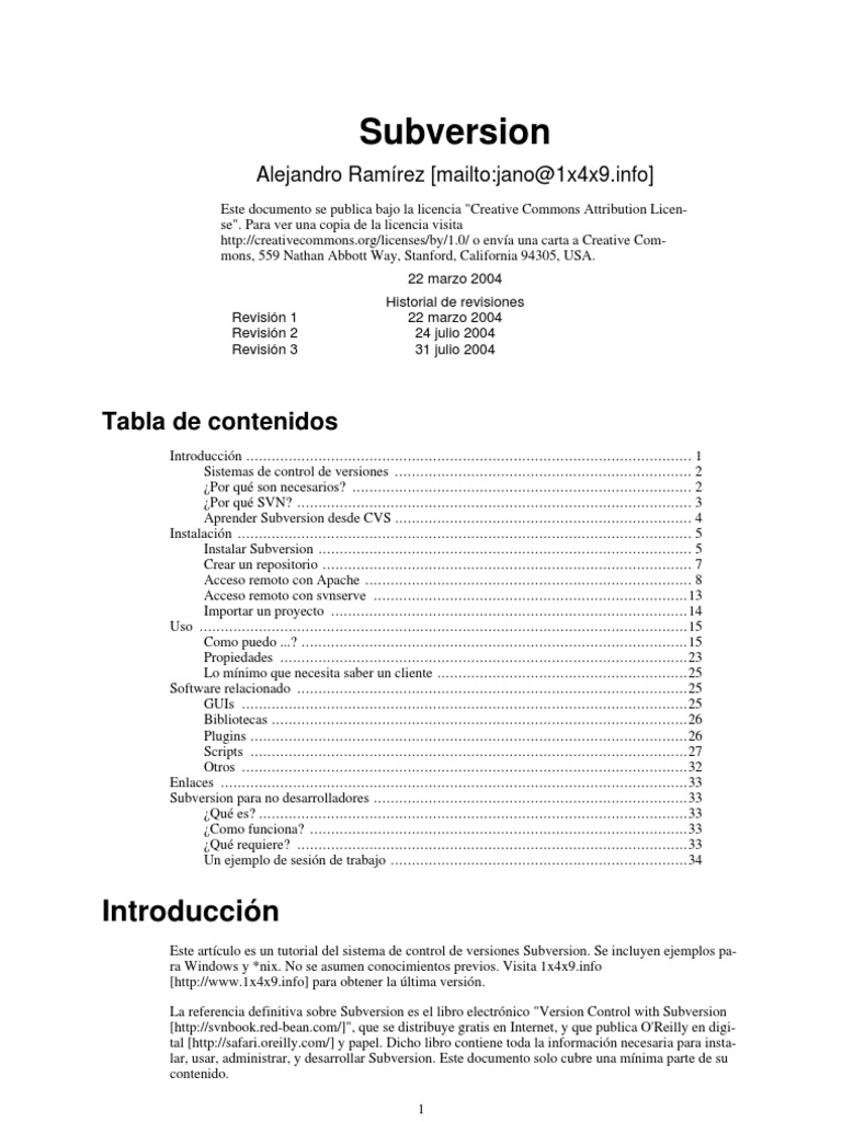 Guía completa sobre Subversion (SVN) | PDF | Control de versiones ...