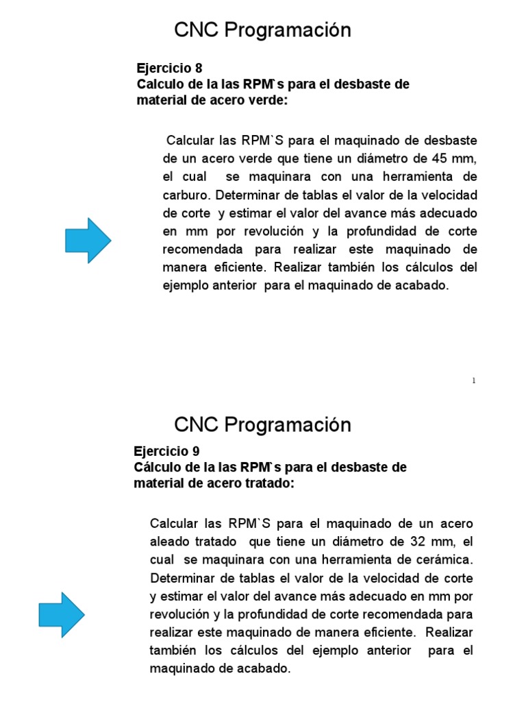 Cálculo de RPM para Maquinado CNC | PDF