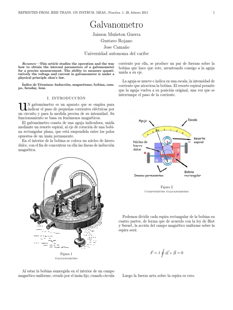 Galvanometro Lab 1 | PDF | Inductor | Corriente eléctrica