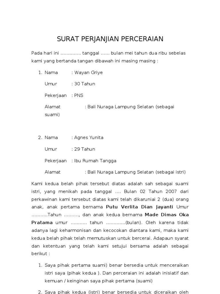 Download 81+ Contoh Surat Cerai Terbaik Dan Terbaru