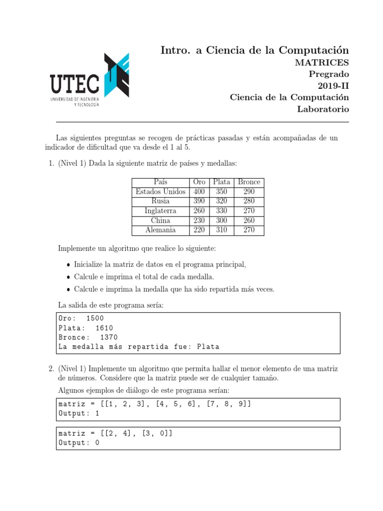 Ejercicios de Matrices en Python | PDF | Matriz (Matemáticas) | Matemáticas