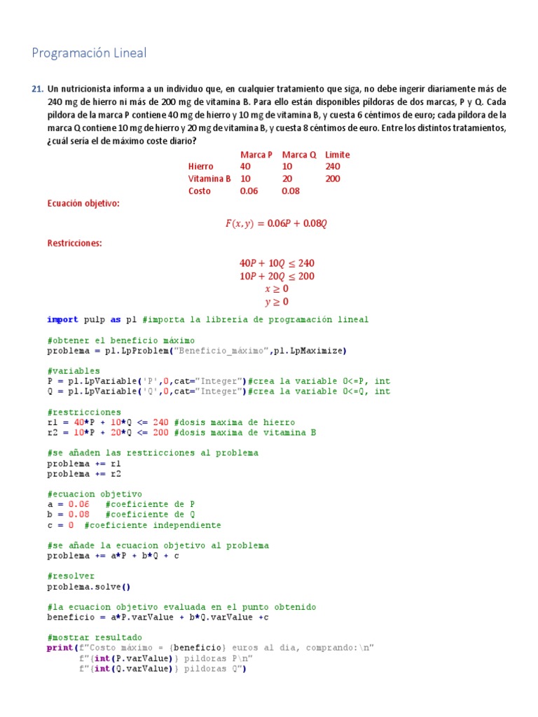 Optimización de Costos y Beneficios | PDF | Programación lineal ...