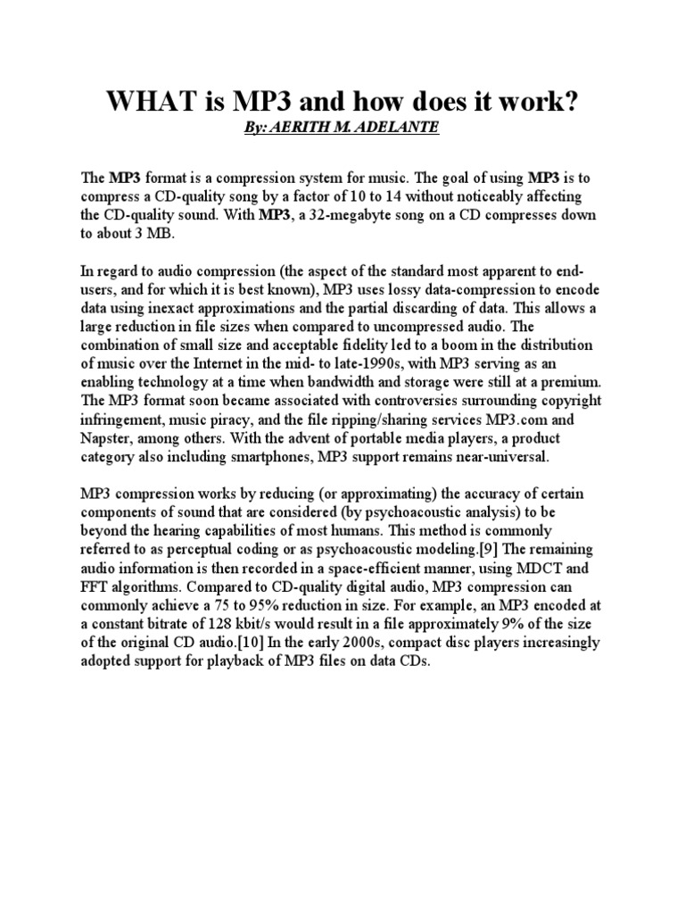 WHAT Is MP3 and How Does It Work? By Aerith M. Adelante PDF Mp3