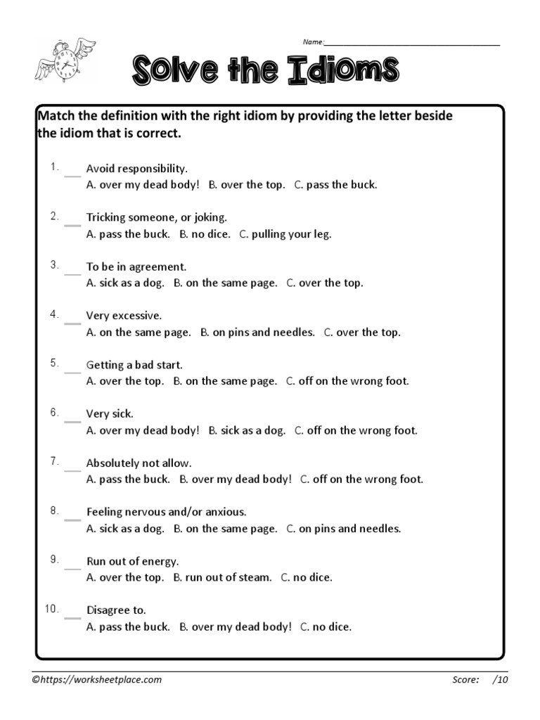 Idiom Worksheet 7 | PDF | Foreign Language Studies | Home \u0026 Garden, image size:768x1024