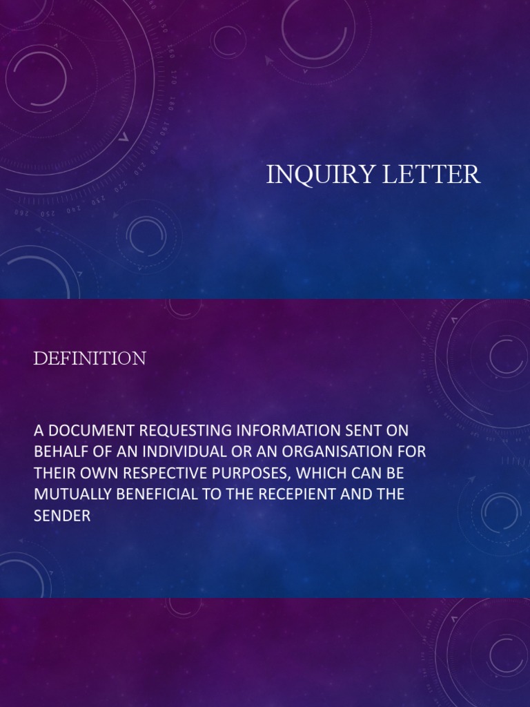 Inquiry Letter Guidelines and Format | PDF
