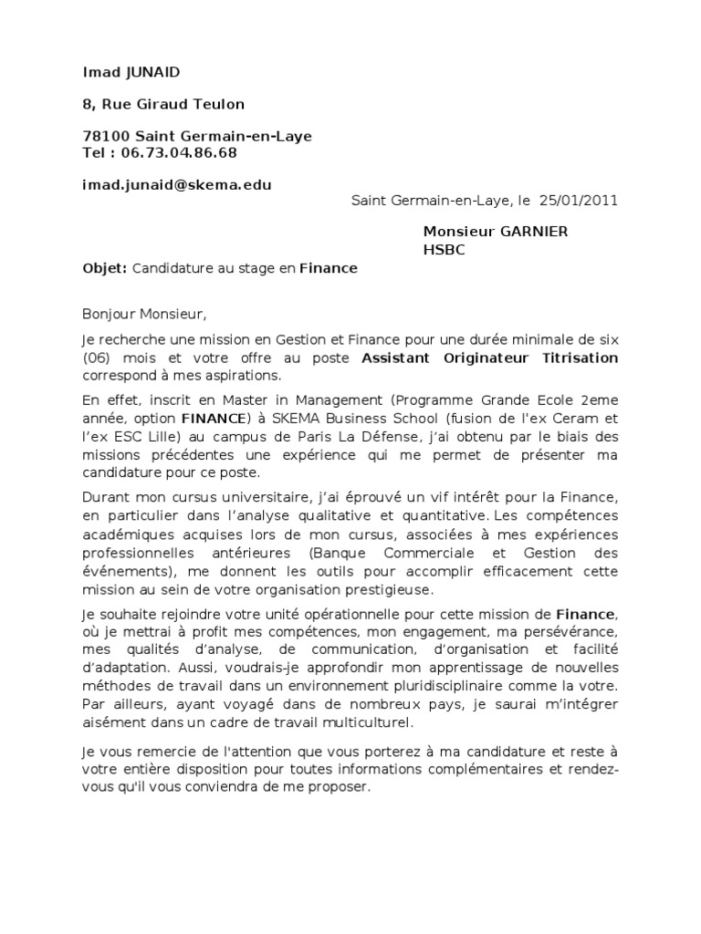 Lettre de Motivation