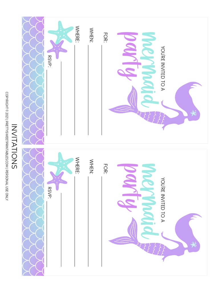 Free Mermaid Party Printables PDF