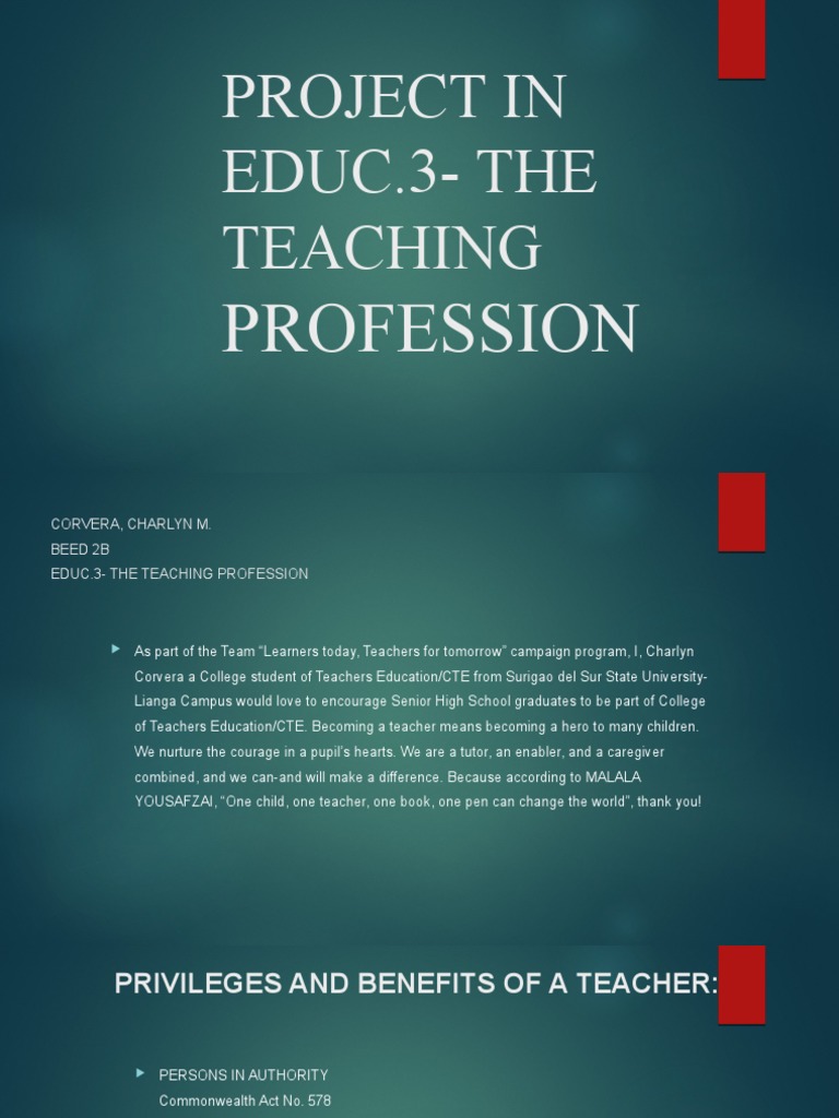 Benefits of the Teaching Profession | PDF | Teachers | Cost Of Living