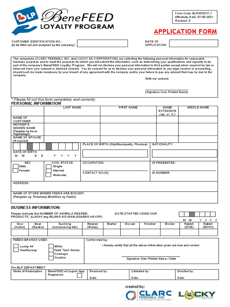 Loyalty Program Application Form | PDF | Government | Justice