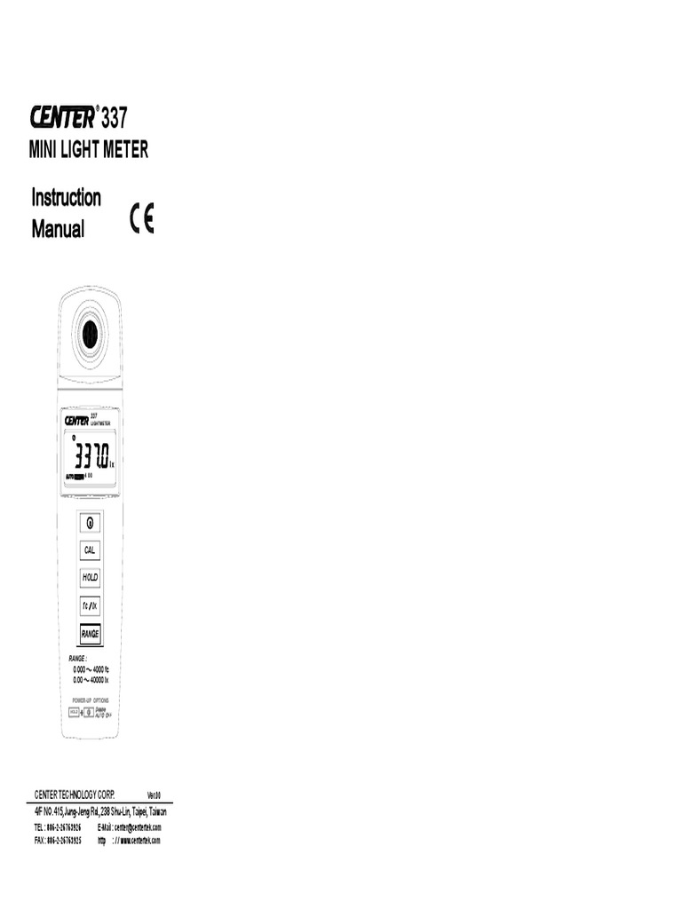 CENTER 337 Light Meter Instruction Manual | PDF | Metrology ...