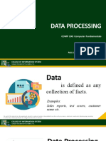 Data Processing: COMP 100: Computer Fundamentals