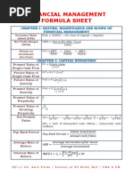 Financial Management Formula Sheet: Chapter 1: Nature, Significance and Scope of Financial Management