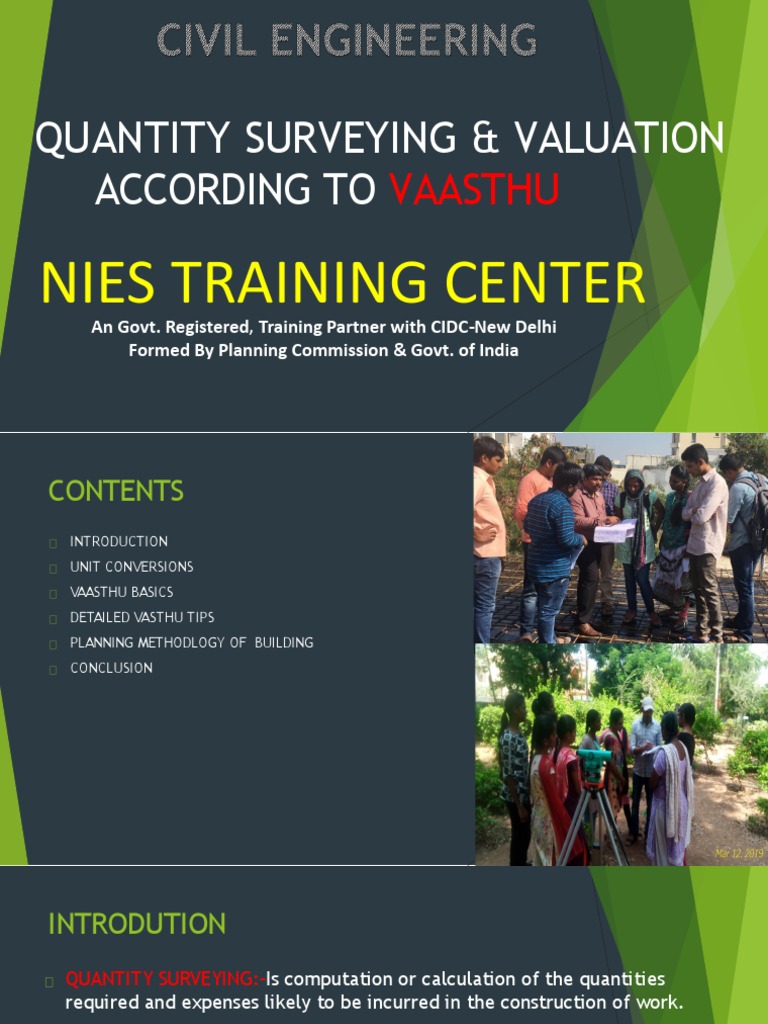 Quantity Surveying & Valuation According to Vaasthu: Understanding
