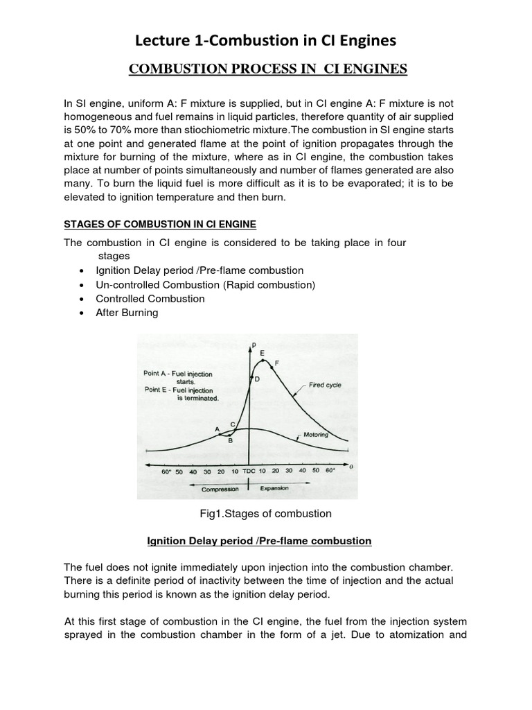 Four Stages of Combustion in CI Engines | PDF | Combustion | Engines