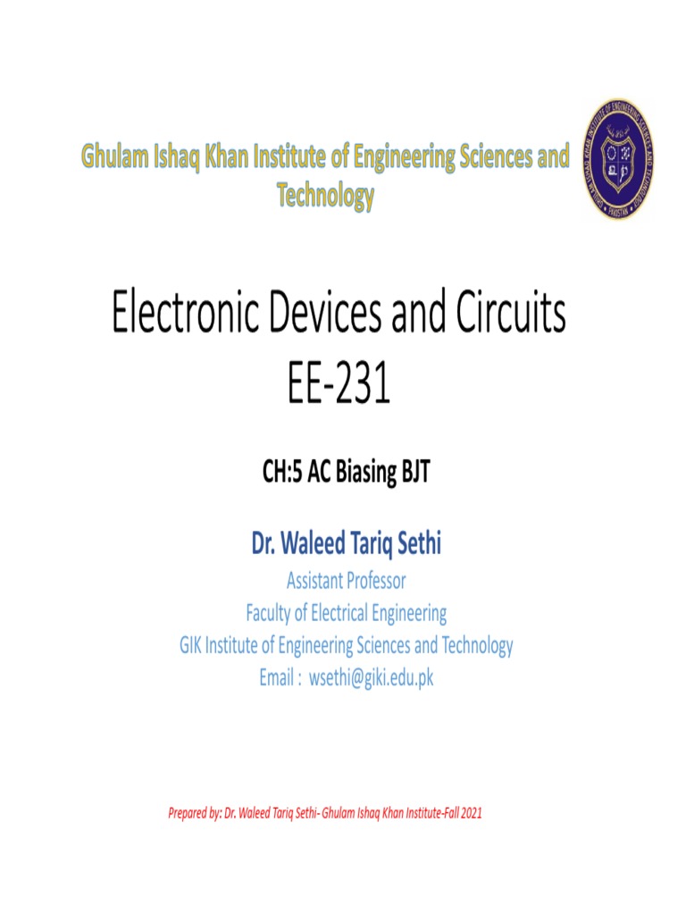 Electronic Devices and Circuits EE231 CH5 AC Biasing BJT PDF
