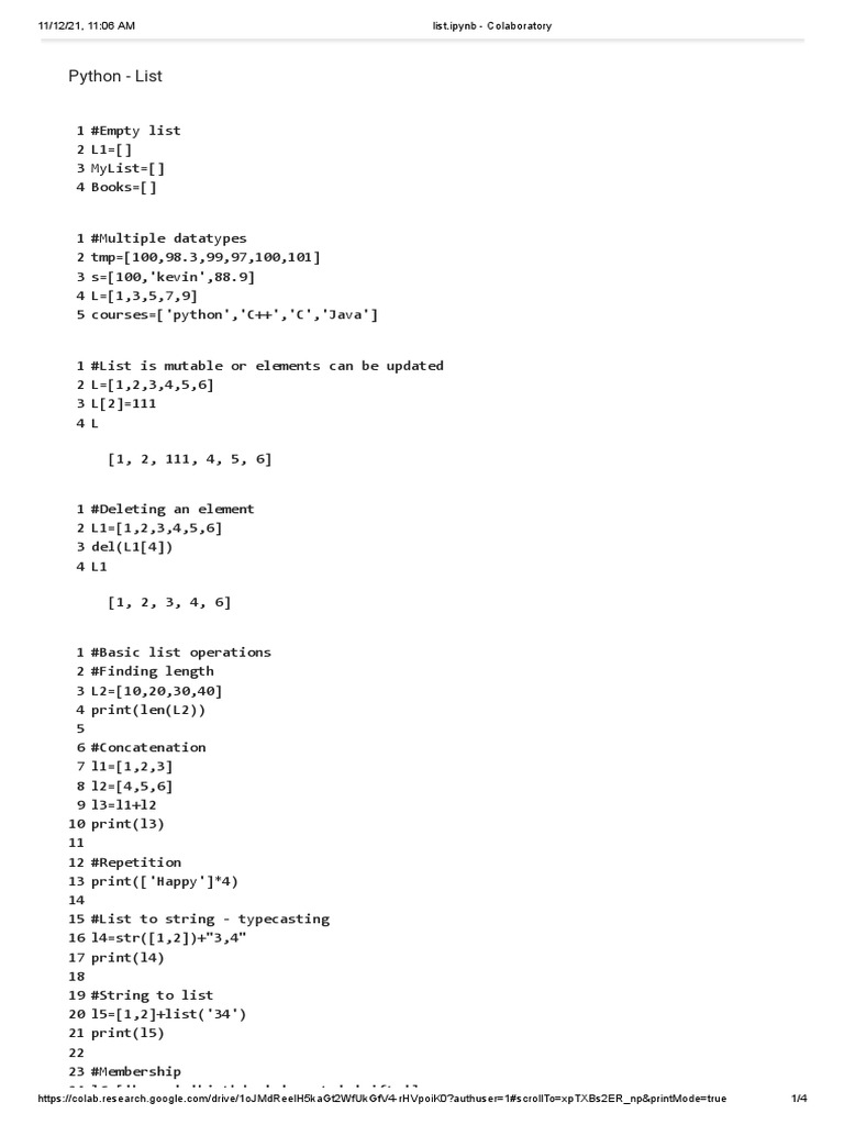 List - Ipynb - Colaboratory | PDF | String (Computer Science ...