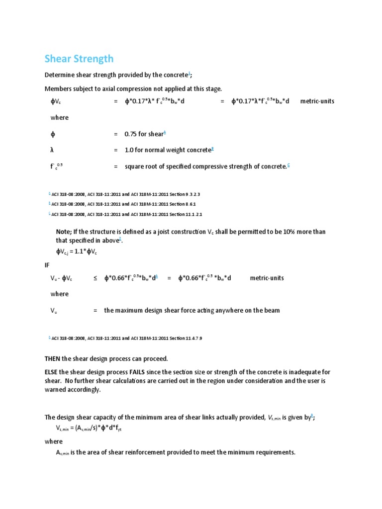 Concrete Shear Strength Calculation | PDF | Concrete | Beam (Structure)