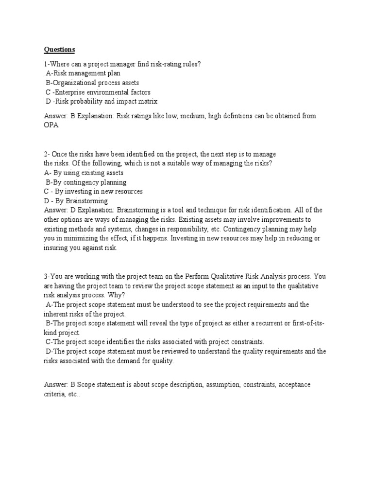 58 Questions | Download Free PDF | Risk | Risk Management