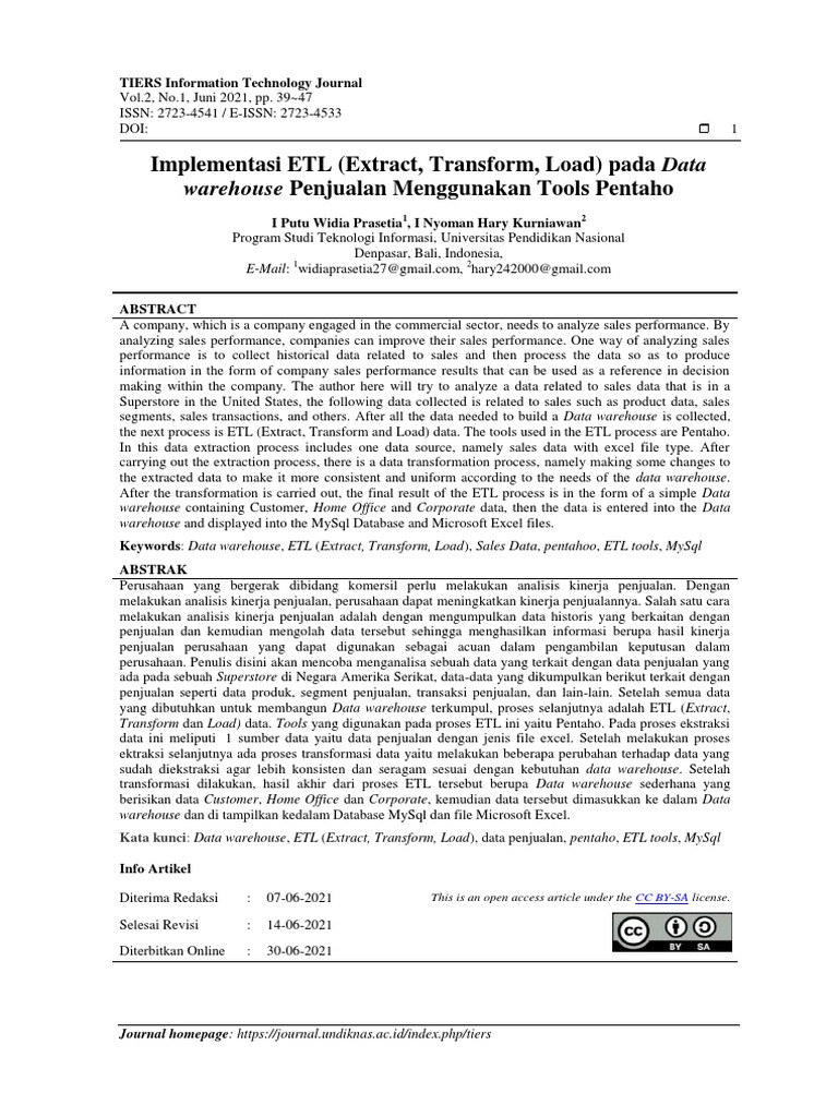 ETL Pentaho untuk Data Warehouse Penjualan | PDF | Manajemen Informasi ...