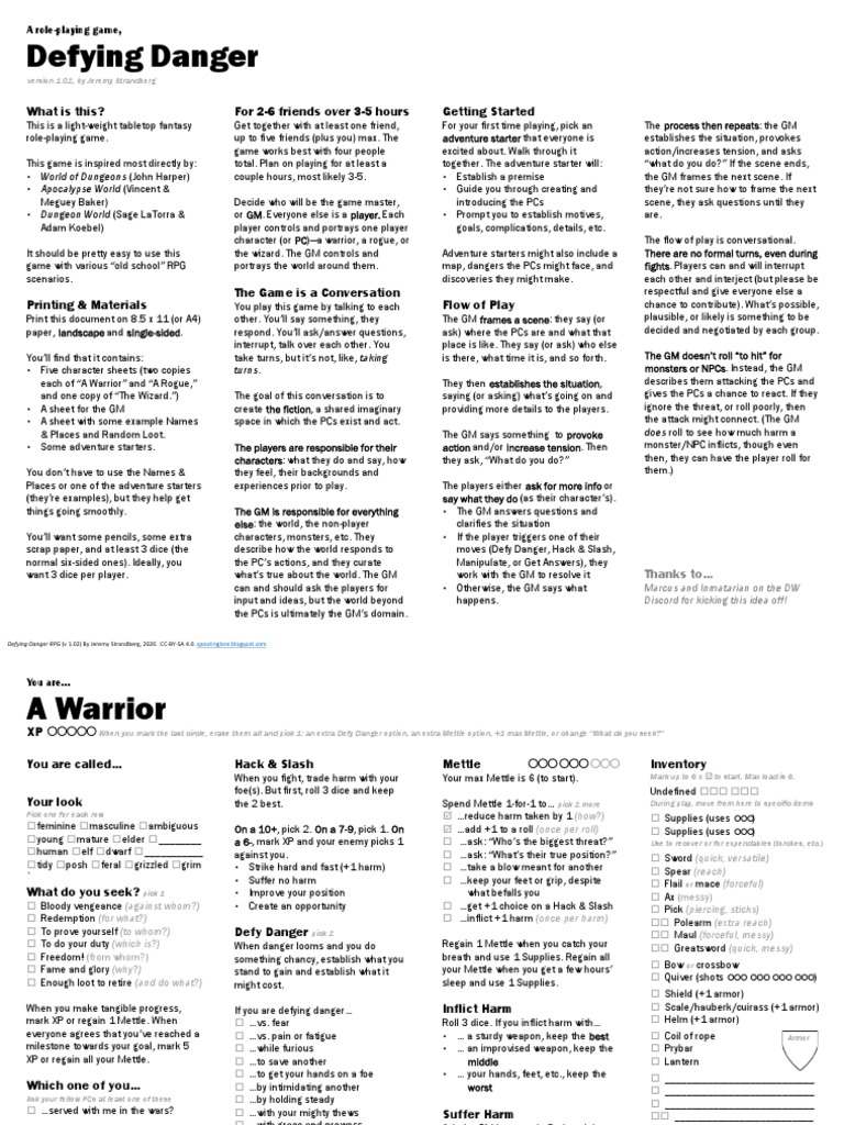 Defying Danger RPG | PDF | Role Playing Games | Tabletop Role Playing Game