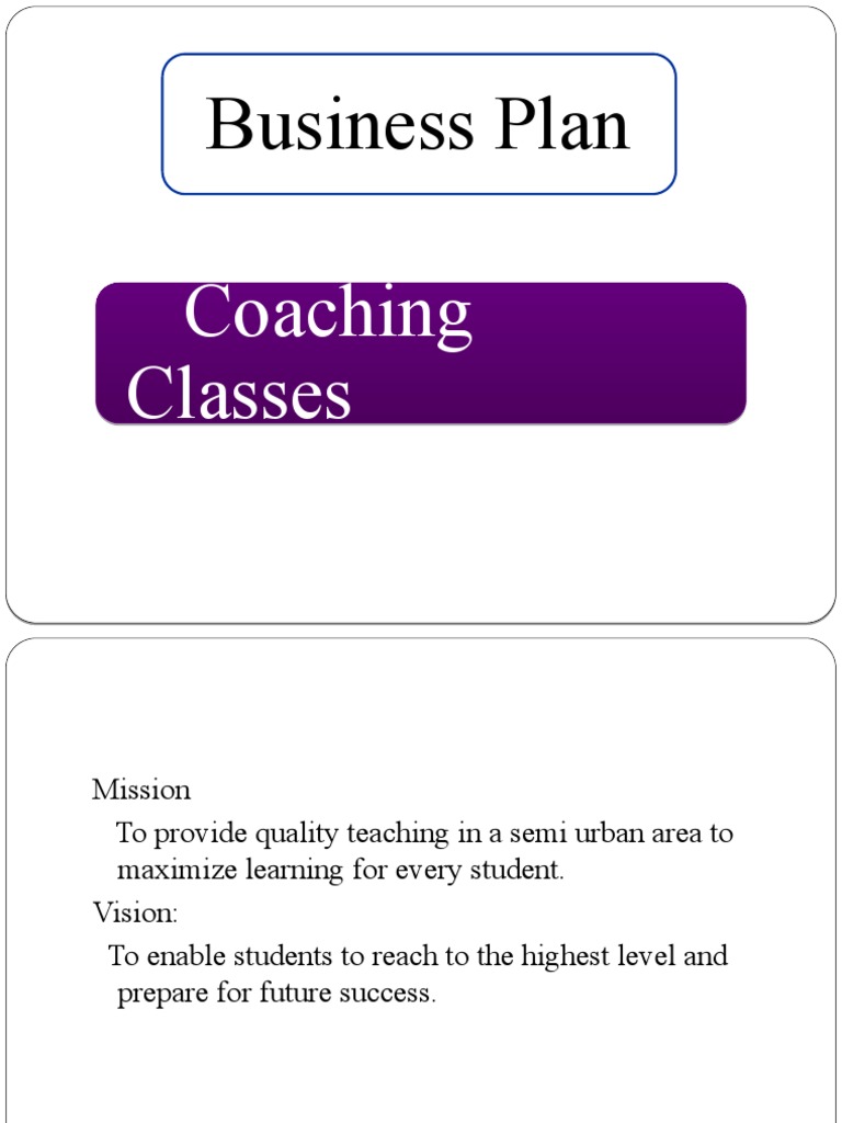 Business Plan Coaching Classes | PDF | Expense | Teachers