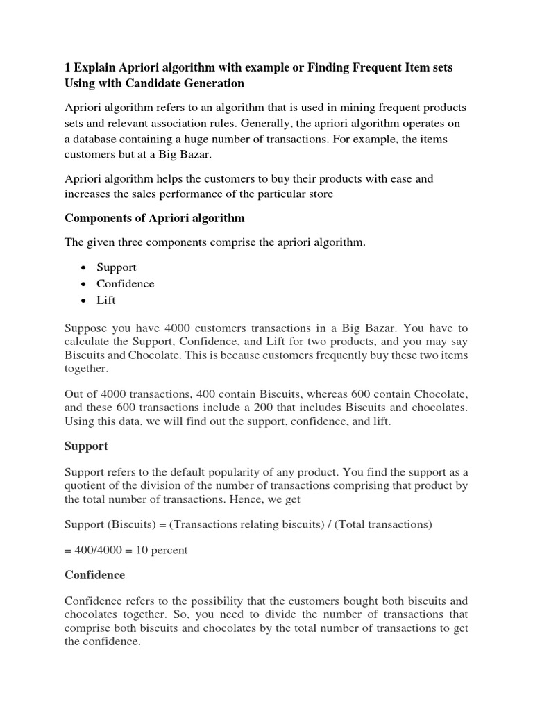1 Explain Apriori Algorithm With Example or Finding Frequent Item Sets ...