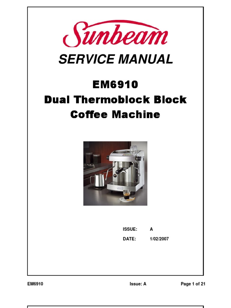 Dual Thermoblock Coffee Machine Spare Parts and Service Manual PDF