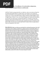 A Systematic Review: The Influence of Social Media On Depression, Anxiety and Psychological Distress in Adolescents