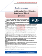 English Language: Top 40 Most Important Error Detection Questions of Adverb (Solution)
