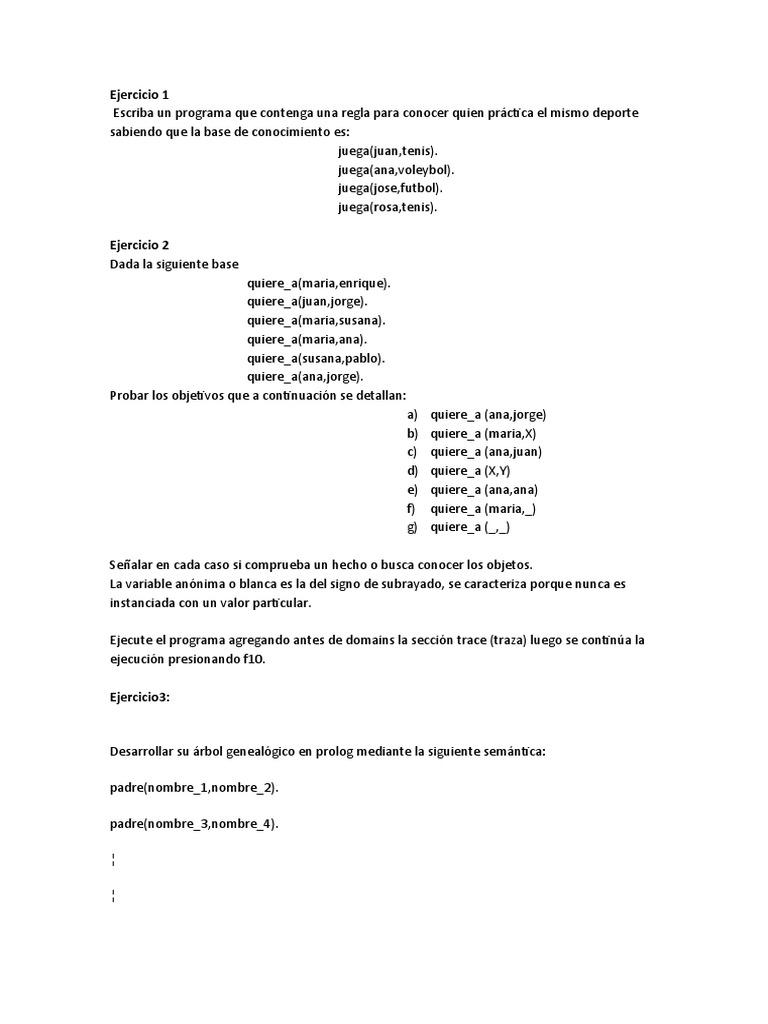 Ejercicios Prolog Pdf Información Desarrollo De Software
