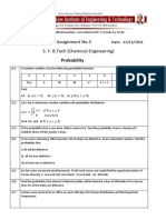 Assignment No.3 S. Y. B.Tech (Chemical Engineering) : Probability